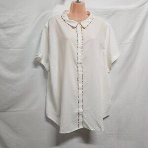 Wildfang The Empower Top Button Up Shirt Women Size 2X White